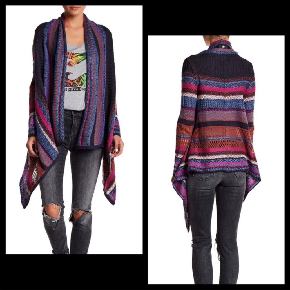 Billabong Striped Knit Waterfall Cardigan Sweater